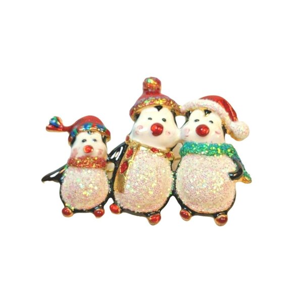 Penguin Family Brooch & Gold Wreath Pin With Faux Pearls A342 - Picture 6 of 10